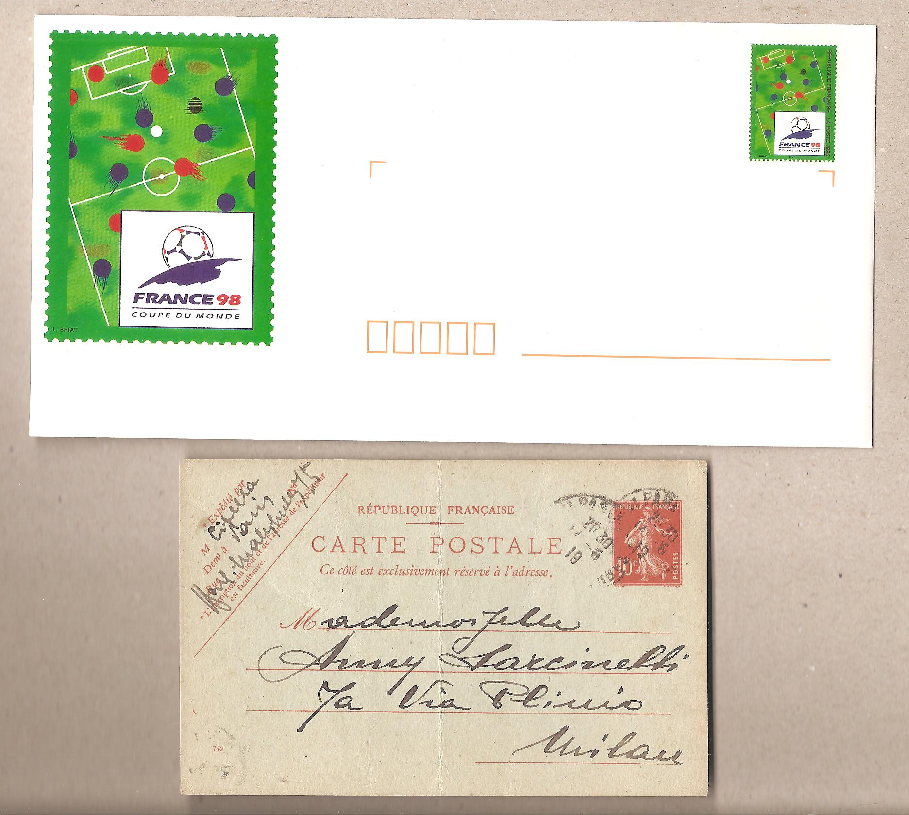 49501 - Francia - busta postale nuova Francia 98 + cartolina postale Marianna usata per l estero 1919