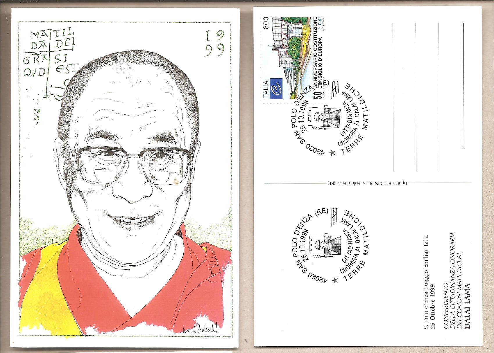 49518 - Italia - cartolina con annullo speciale: Cittadinanza Onoraria al Dalai Lama 1999 * G