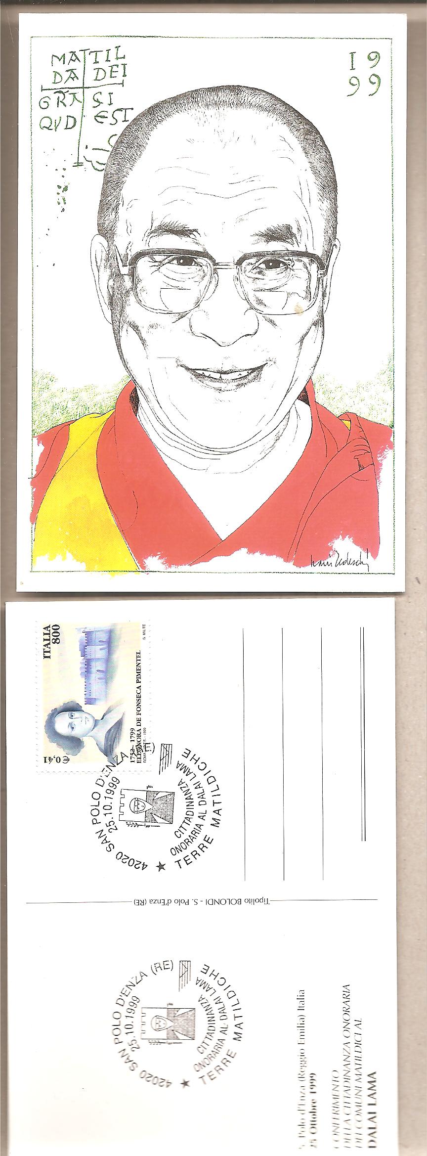 49519 - Italia - cartolina con annullo speciale: Cittadinanza Onoraria al Dalai Lama 1999 * G