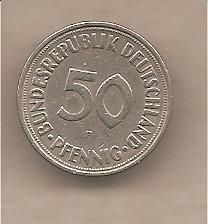 49699 - Germania - moneta circolata da 50 Pfennig bordo rigato zecca F - 1950