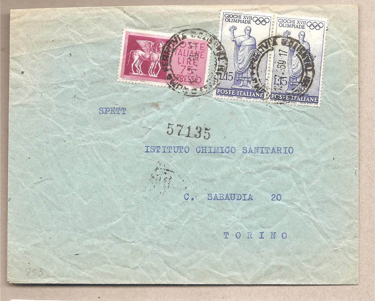 49705 - Italia - busta viaggiata come Espresso da Roma a Torino - 1960