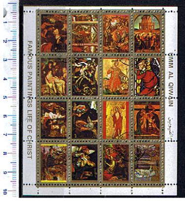 49739 - UMM AL QIWAIN 1973-2772s * Dipinti sulla Vita di Cristo - 16 valori serie completa timbrata - # 948-63