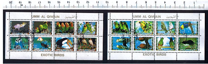 49755 - UMM AL QIWAIN 1973-2783s * Uccelli Esotici II^  - 16 valori serie completa timbrata - # 1163a-78a