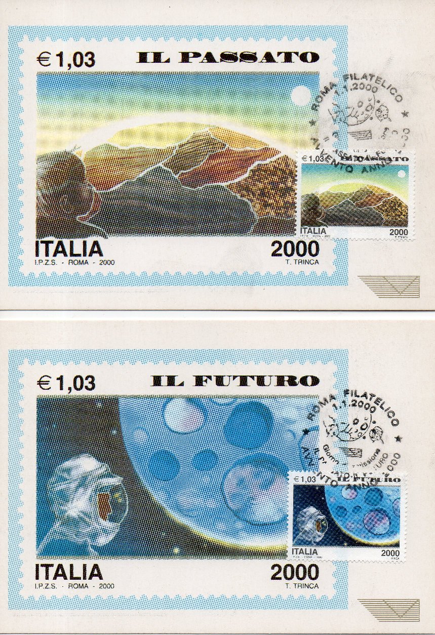 49877 - ITALIA 2000 - cartolina maximum AVVENTO (IL PASSATO - IL FUTURO), con annullo speciale FDC