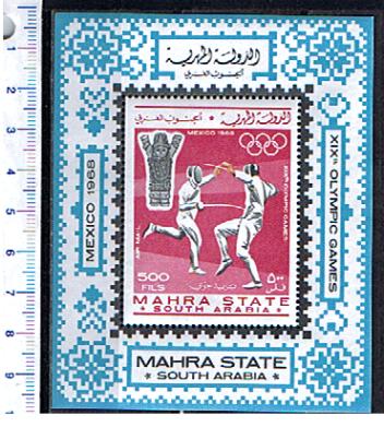 49971 - MAHARA (ora Yemen) 1967-29F * Giochi Olimpici del Messico - Foglietto completo nuovo senza colla