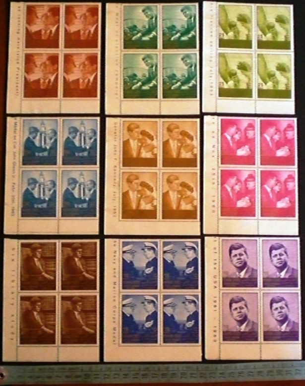 50019 - MAHARA (ora Yemen) 1967-16/24 * John.Fiztgerald Kennedy Memorial - Quartine di 9 valori serie completa nuova senza colla