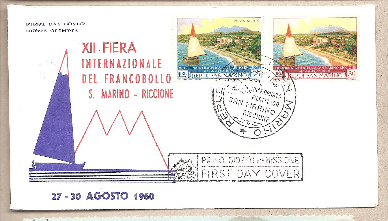 50206 - San Marino - busta FDC con serie completa ed annullo speciale: 12 fiera del francobollo - 1960 * G
