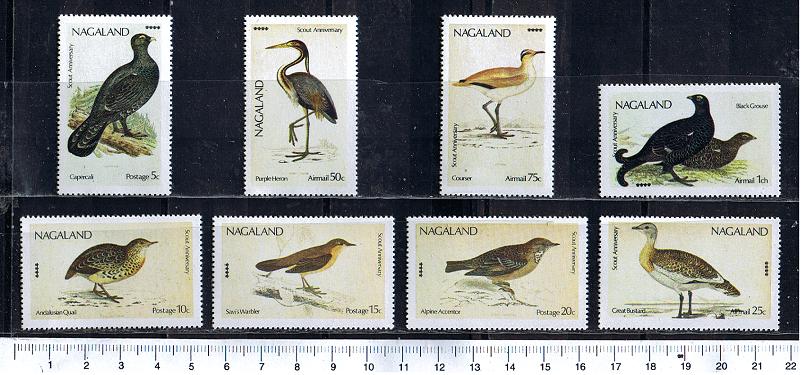 50257 - NAGALAND 1973-152	* Uccelli, soggetti diversi -  8 valori serie completa nuova