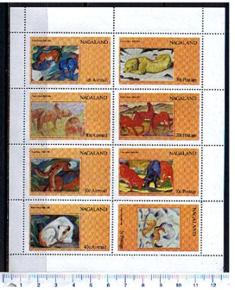 50280 - NAGALAND 1973-154	* Animali dipinti da Franz mark - Blocco di 8 valori serie completa nuova