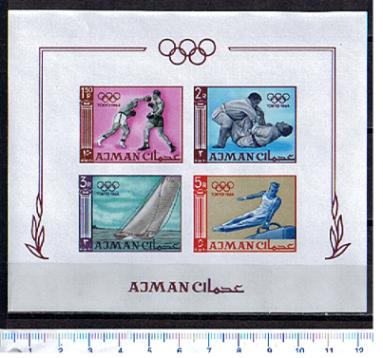 5063 - AJMAN,  Anno 1965,  # 38  -  Giochi Olimpici di Tokyo   -  1 BF ND completo nuovo