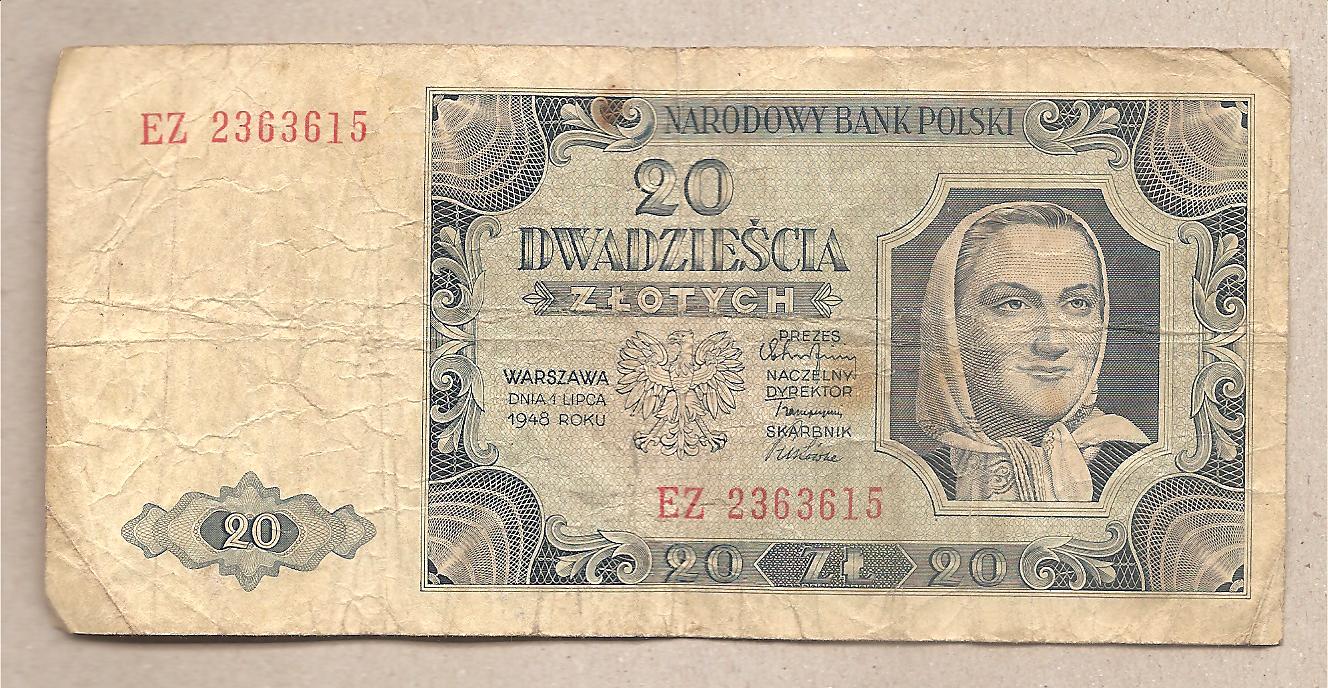 50646 - Polonia - banconota circolata da 20 Zloty P-137a.4 - 1948