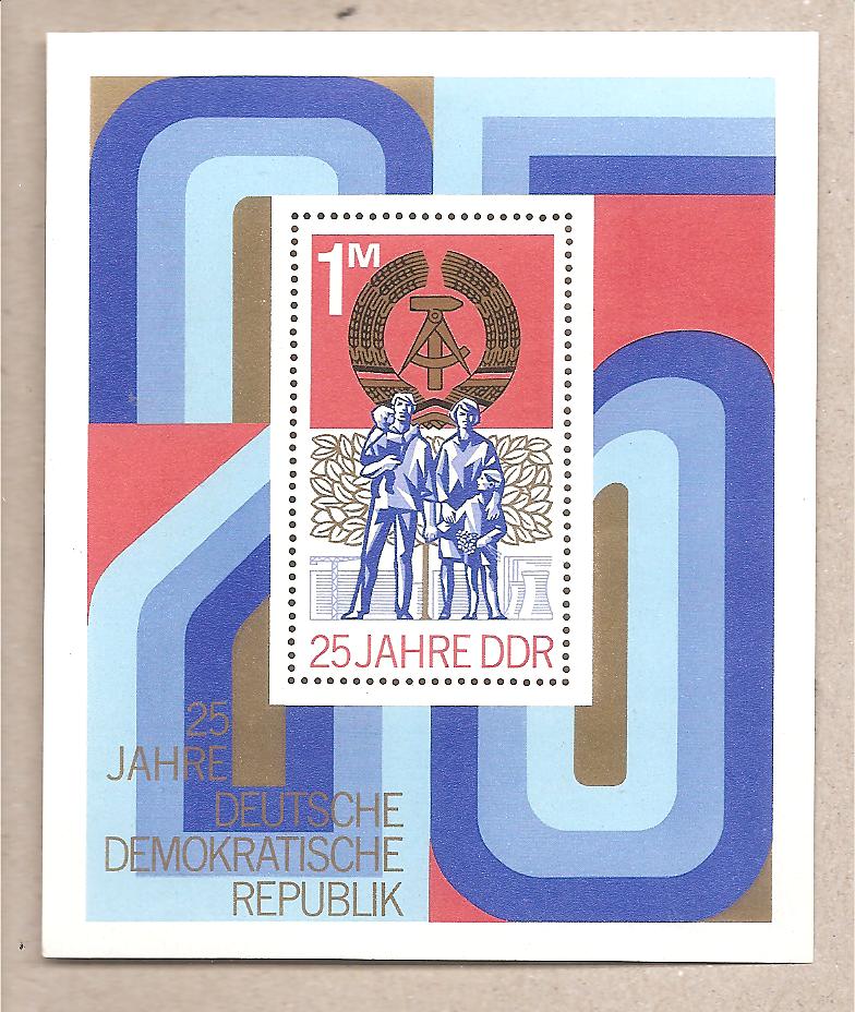 50731 - DDR - Foglietto nuovo MNH: 25 Anniversario della DDR  - 1974 * G