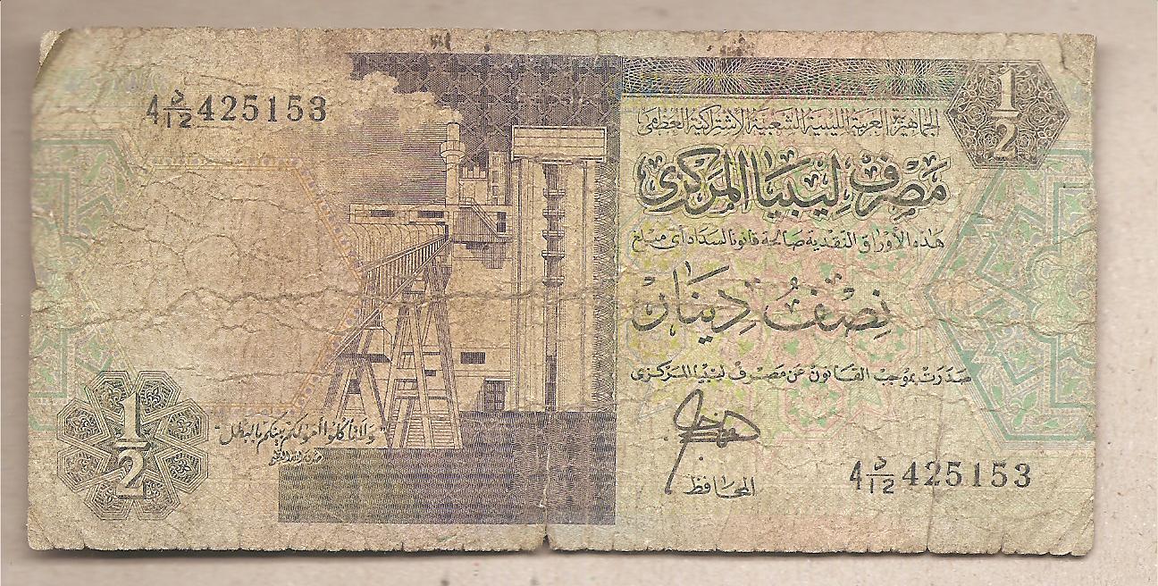50753 - Libia - banconota circolata da 1/2 Dinaro P-58a - 1991 #18