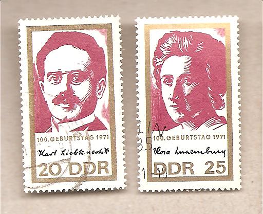 50818 - DDR - serie completa usata Michel 1650/1: The 100th Anniversary of the Birth of Karl Liebnecht and Rosa Luxem - 1971 * G