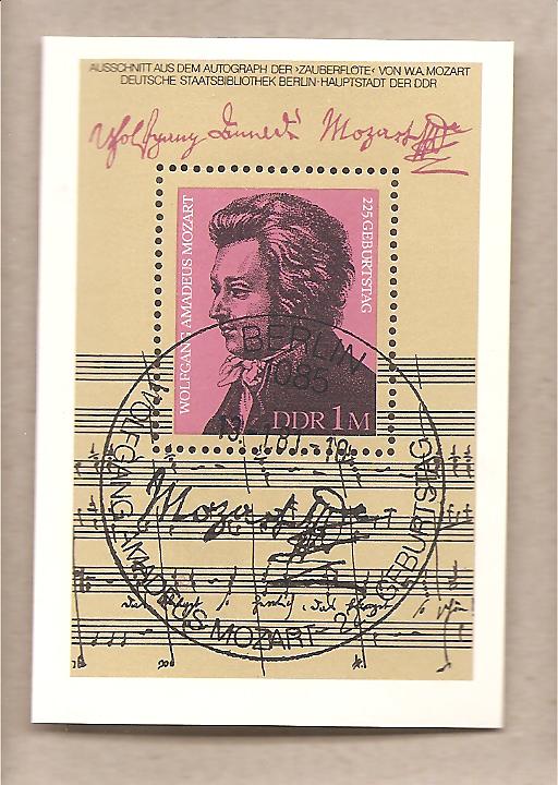 50864 - DDR - foglietto FDC con annullo speciale: Michel Block 62: 225th Anniversary of the Birth of Wolfgang Mozart - 1981 * G