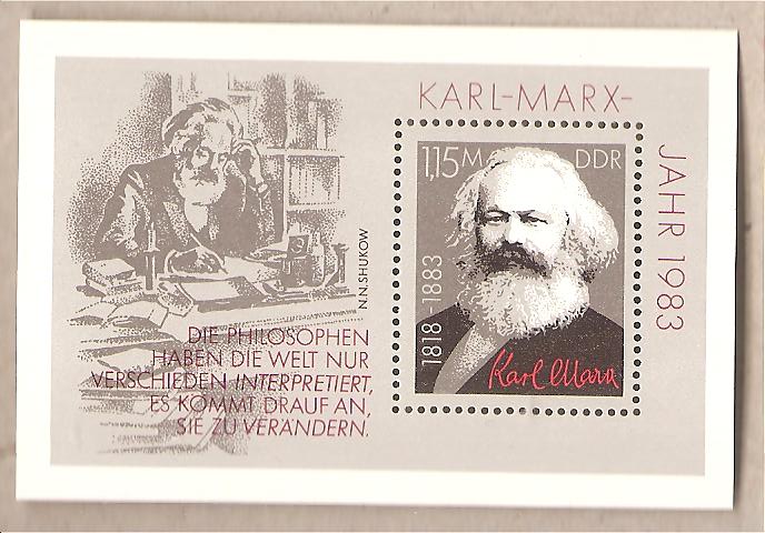 50875 - DDR - foglietto nuovo Michel Block 71: The 100th Anniversary of the Death of Karl Marx - 1983 *G
