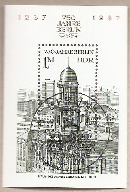 50895 - DDR - foglietto FDC con annullo speciale MICHEL Block 84: 750 anni di Berlino - 1986 * G