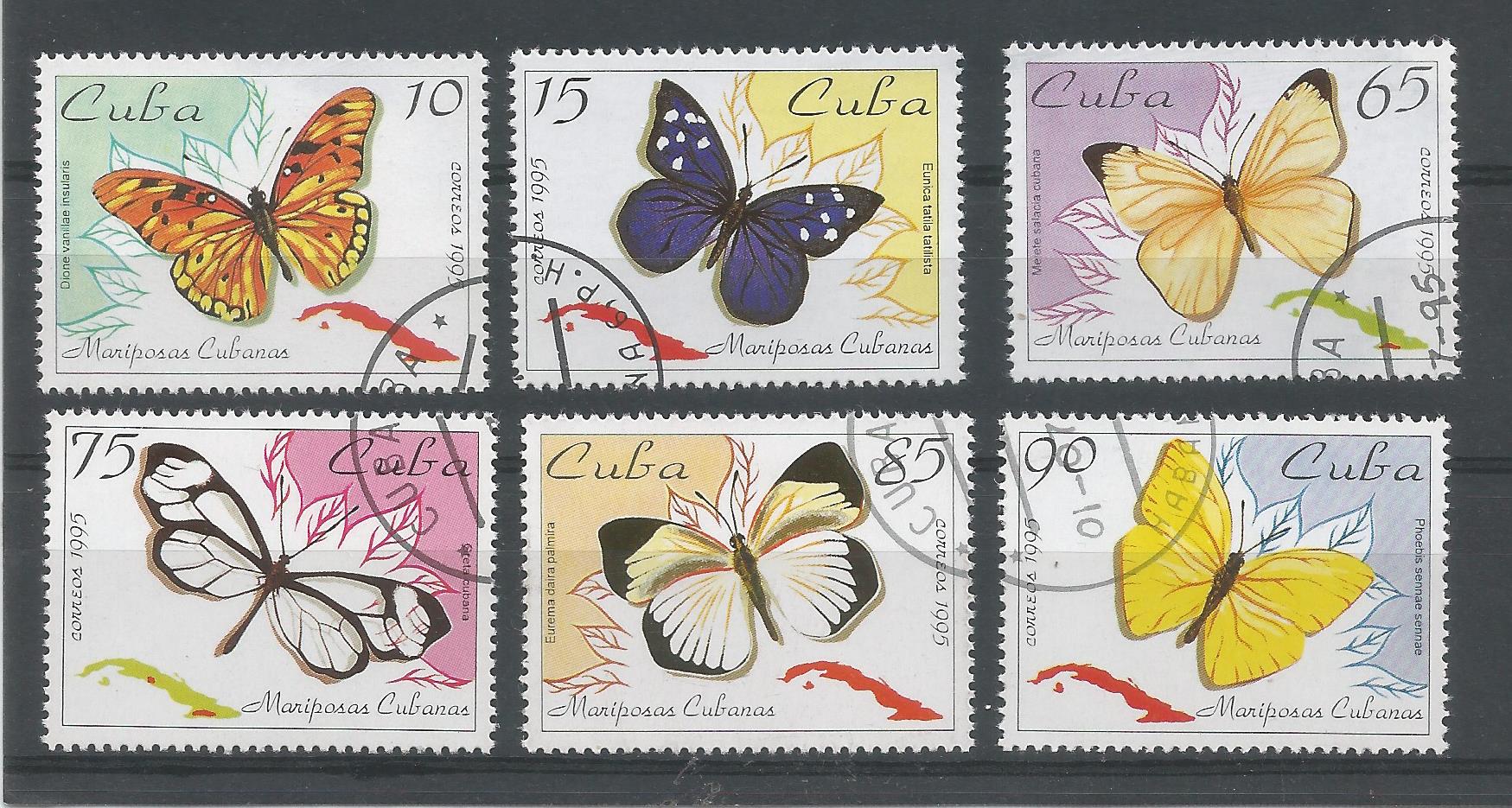 51102 - CUBA - 1995 - Farfalle - serie completa 6 valori timbrati - Michel : 3823/28 - Yvert : 3443/48 - (CUB003)