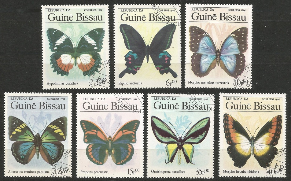 51106 - GUINEA-BISSAU - 1984 - Farfalle - serie completa 7 valori timbrati - Michel : 811/17 - Yvert : 314/20 - (GUB003)