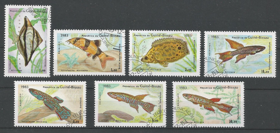 51124 - GUINEA-BISSAU - 1983 - Pesci - Serie compl. 7 val. timbrati - Michel : 731/37 - Yvert : 245/51 - (GUB004)