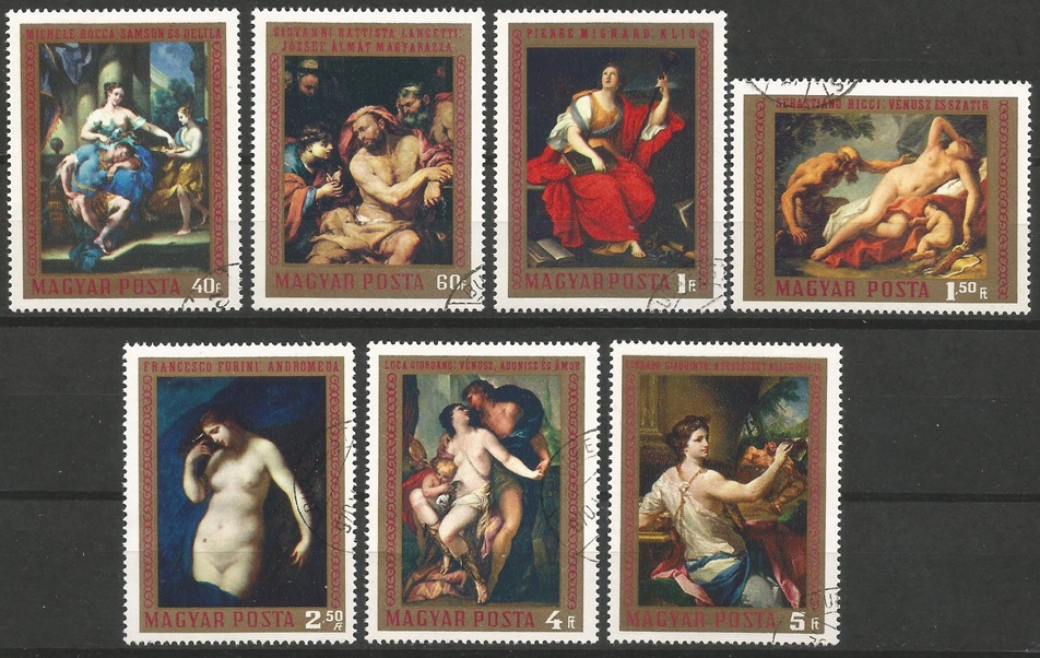 51170 - UNGHERIA - 1970 - Pittura italiana - Serie compl. 7 val. timbrati - Michel . 2586/92 - Yvert . 2099/05 - (HUN024)