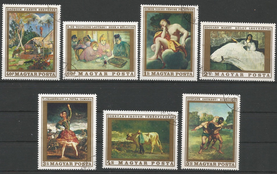 51177 - UNGHERIA - 1969 - Pittura francese - Serie compl. 7 val. timbrati - Michel : 2506/12 - Yvert : 2044/50 - (HUN002)