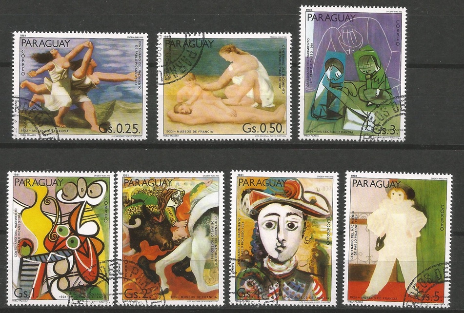 51189 - PARAGUAY - 1981 - Centenario nascita di Picasso - Serie compl. 7 val. timbrati - Michel : 3436/42 - Yvert : 1878/84 - (PAR003)
