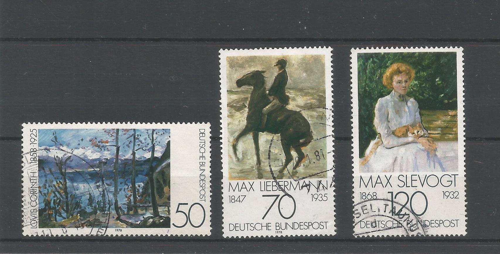 51206 - GERMANIA - 1978 - Impressionismo - Serie compl. 3 val. timbrati - Michel . 986/988 - Yvert : 837/839 - (GER004)