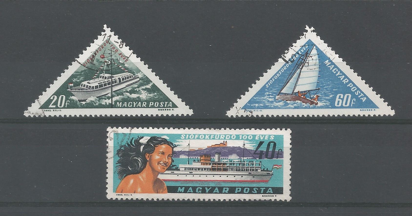51268 - UNGHERIA - 1963 - Nautica sul Lago Balaton - 3 val. compl. timbrati - Michel : 1938/40 - Yvert : 1552/54 - (HUN007)