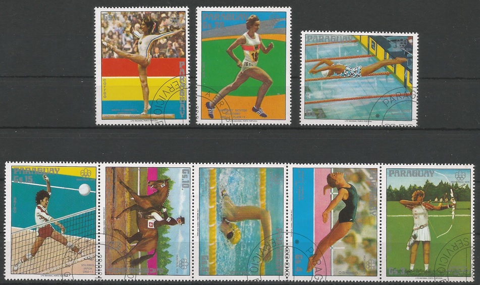 51282 - PARAGUAY - 1976 - Donne vincitrici alle Olimpiadi di Montreal - 8 val cpl. timbrati - Michel : 2863/2870 - Yvert : 1542/46+PA750/752 - (PAR001)