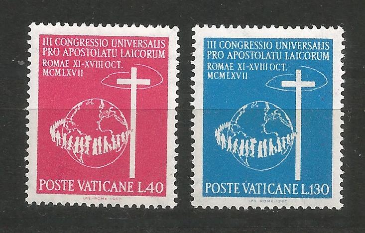 51289 - CITT DEL VATICANO - 1967 - 3 Congresso mondiale per l apostolato dei laici - 2 val. cpl. nuovi - Unificato : 471/472 - (SCV005)