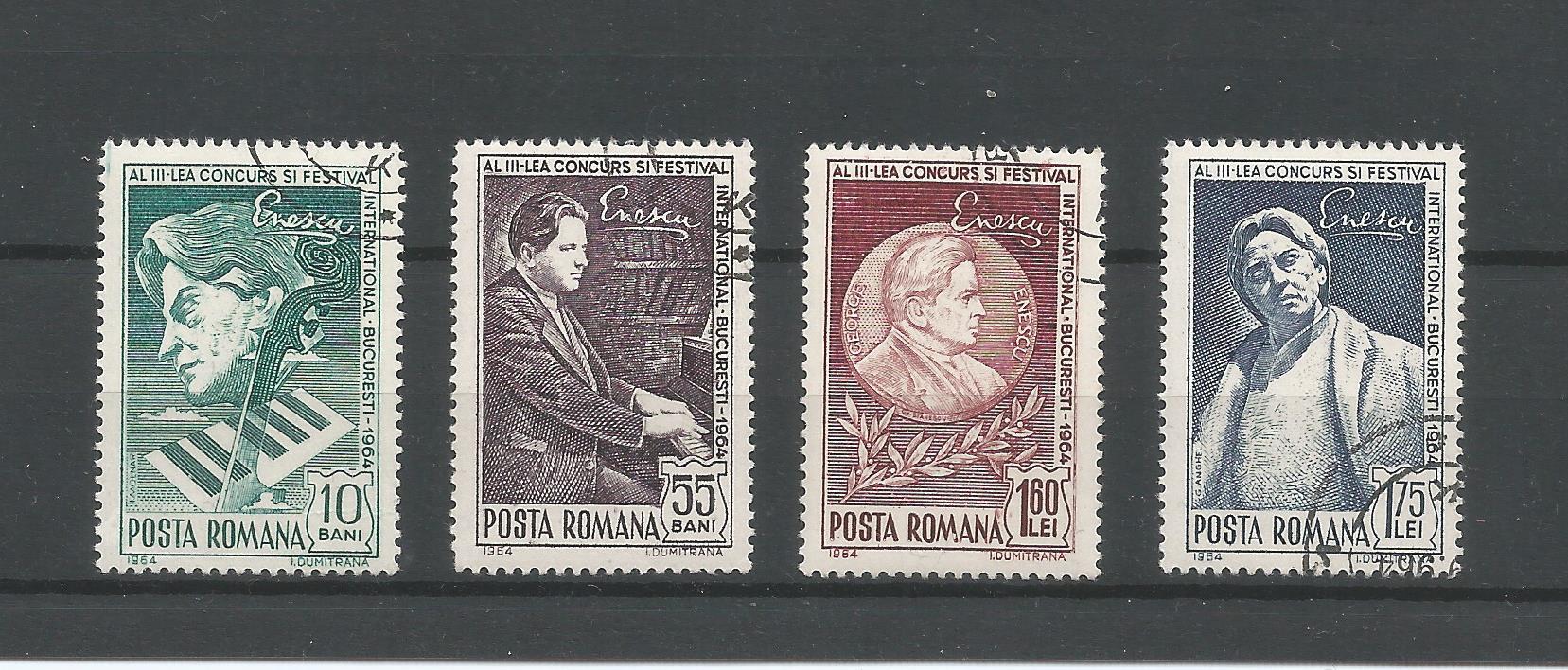 51314 - ROMANIA - 1964 - 3 Festival internaz.  George Enescu  - 4 val. cpl. timbrati - Michel : 2326/29 - Yvert : 2050/53 - (ROM005)