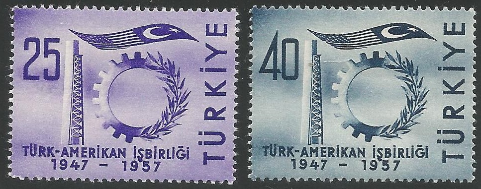 51350 - TURCHIA - 1957 - 10 Anniversario della collaborazione turco-americana - 2 val. cpl. nuovi - Michel : 1520/21 - Yvert : 1322/23 - (TUR013)
