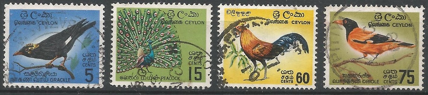 51392 - CEYLON - 1966 - Uccelli - 4 val. col. timbrati - Michel : 340/343 - Yvert : 358/360 - (CEY003)