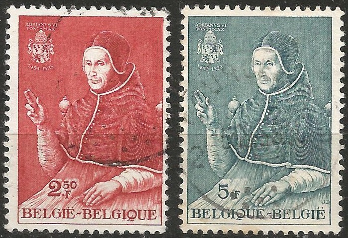 51439 - BELGIO - 1959 - Papa Adriano VI - 2 val. cpl. timbrati - Michel : 1162/63 - Yvert : 1109/10 - (BLG001)