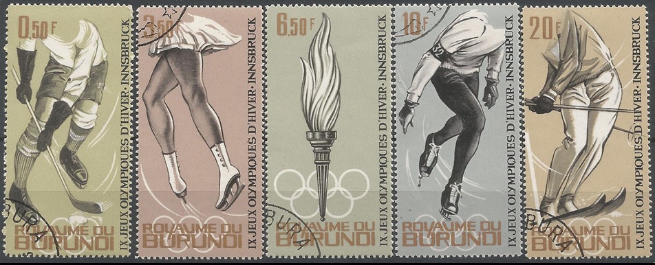 51441 - BURUNDI - 1964 - Giochi Olimpici Invernali a Innsbruck - 5 val. cpl. timbrati - Michel : 80/84 - Yvert : 75/79 - (BUR001)