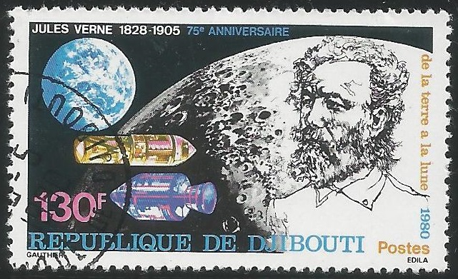 51458 - GIBUTI - 1980 - Giulio Verne - 1 val. cpl. timbrato - Michel : 284 - Yvert : 524 - (DJB001)