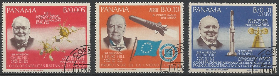 51501 - PANAMA - 1966 - Winston Churchill - 3 val. cpl. timbrati - Michel : 933/935 - Yvert : 442+PA413/414 - (PAN004)