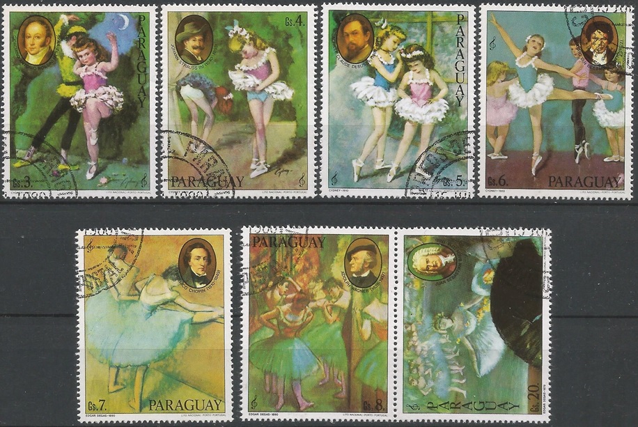 51507 - PARAGUAY - 1980 - Scene di balletto e ritratti di compositori - 7 val. timbrati - Michel : 3291/3297 - Yvert : 1763/69 - (PAR006)