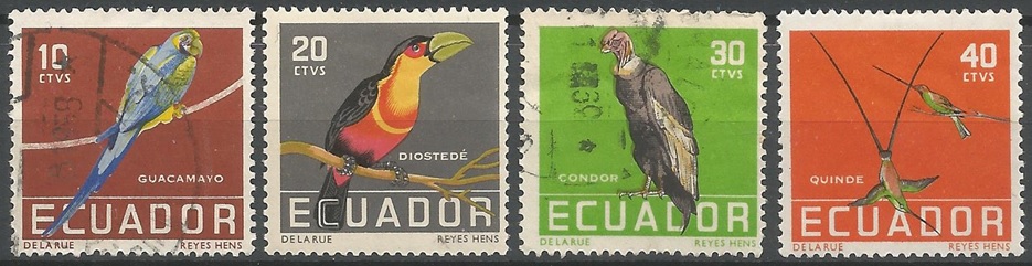 51540 - ECUADOR - 1958 - Uccelli tropicali - 4 val. cpl. timbrati - Michel : 956/959 - Yvert : 632/635 - (ECU004)