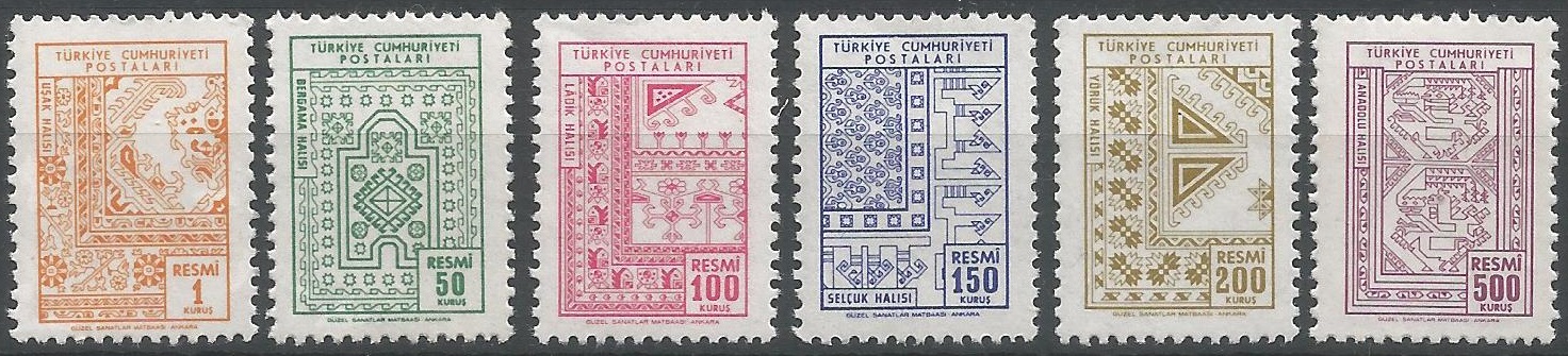 51550 - TURCHIA - 1966 - Servizi postali - Tappeti - 6 val. cpl. nuovi - Michel : D103/108 - Yvert : S99/104 - (TUR034)