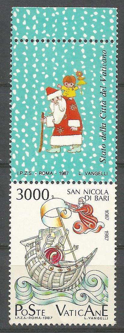 51731 - VATICANO - 1987 - San Nicola di Bari - 1 valore nuovo con appendice - Unificato : 827 - VTC153