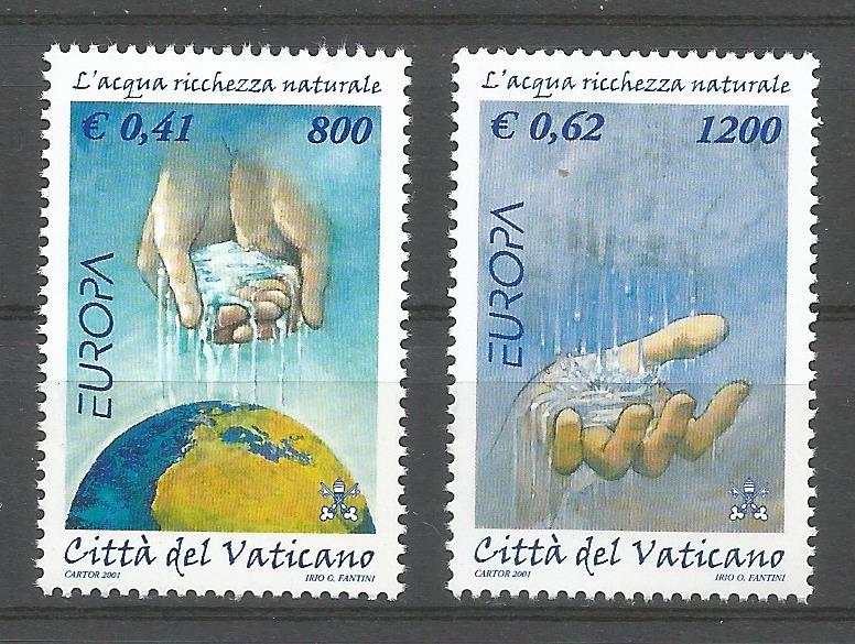 51738 - VATICANO - 2001 - Europa - L acqua - 2 val. cpl. nuovi - Unificato : 1235/1236 - VTC012