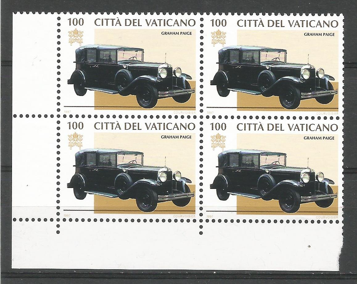 51773 - VATICANO - 1997 - Carrozze ed auto pontificie - Valore da 100 Lire in quartina nuova - Unificato : 1072 - VTC166