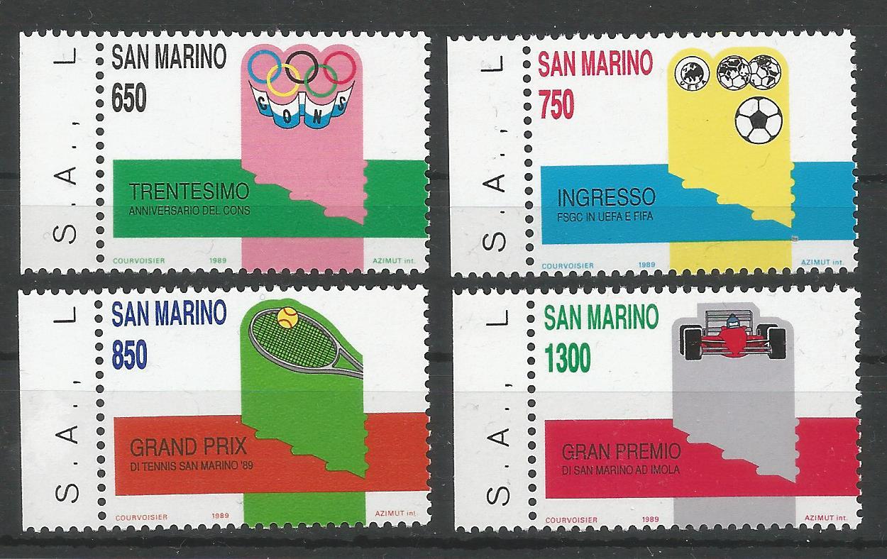51785 - SAN MARINO - 1989 - Avvenimenti sportivi a San Marino - Serie completa 4 valori nuovi - Unificato 1258/61 - SMR004