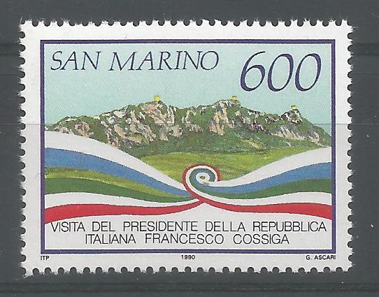 51796 - SAN MARINO - 1990 - Visita del Presidente Francesco Cossiga - 1 valore nuovo - Unificato : 1288 - SMR015