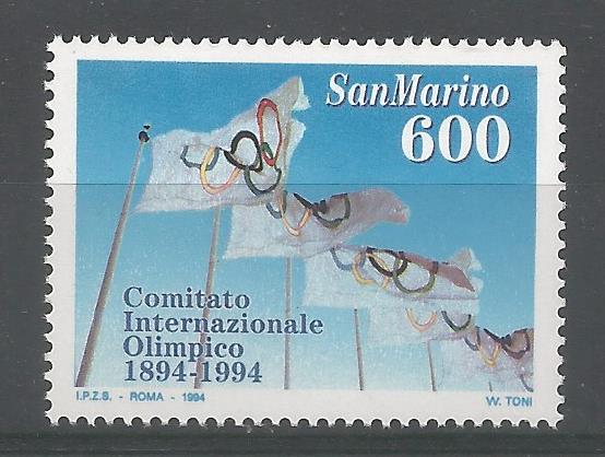 51825 - SAN MARINO - 1994 - Centenario del Comitato Internazionale Olimpico - 1 valore nuovo - Unificato : 1411 - SMR044