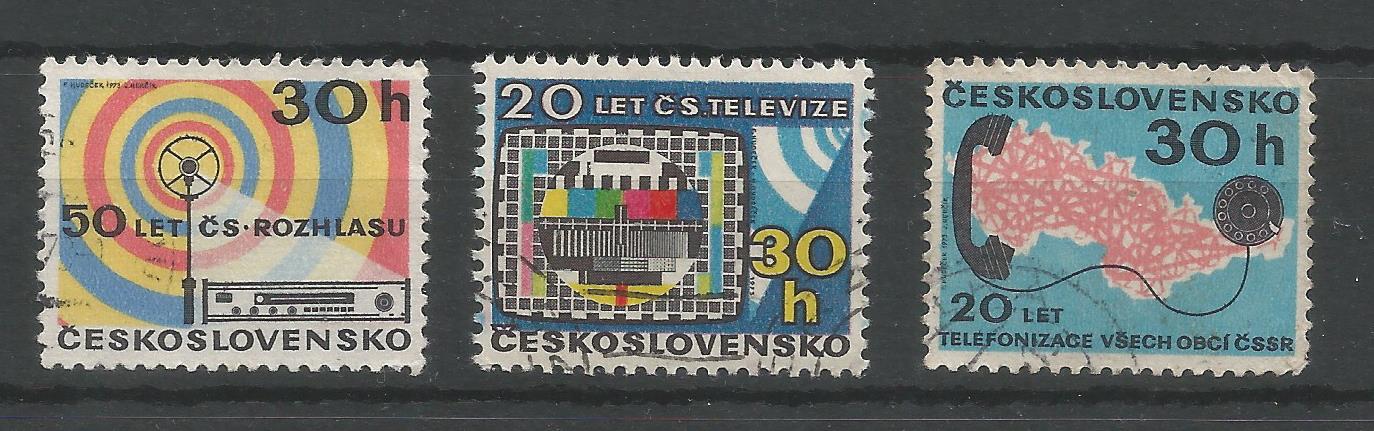 51875 - CECOSLOVACCHIA - 1973 - Telecomunicazioni - 3 val. cpl. usati - Michel : 2138/2140 - Yvert : 1987/1989 - CEC025