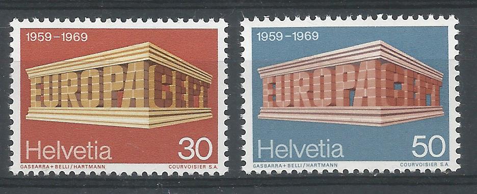 51929 - SVIZZERA - 1969 - Europa - C.E.P.T. - Serie completa 2 valori nuovi - Michel : 900/901 - Yvert 832/833 - [SVI003]