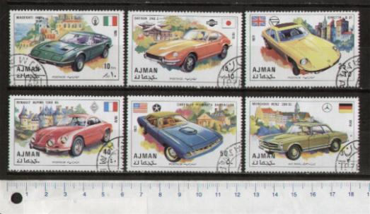 51972 - AJMAN 1971-2356 * Various cars, - 6 C.T.O. stamps IN complete set - Minkus Catalog 764a-69a